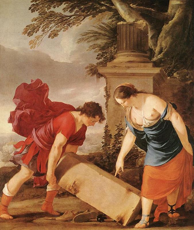 LA HIRE, Laurent de Theseus and Aethra (detail sg oil painting image
